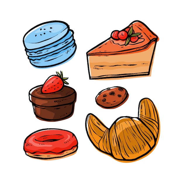 Vector pack de ilustración de postres