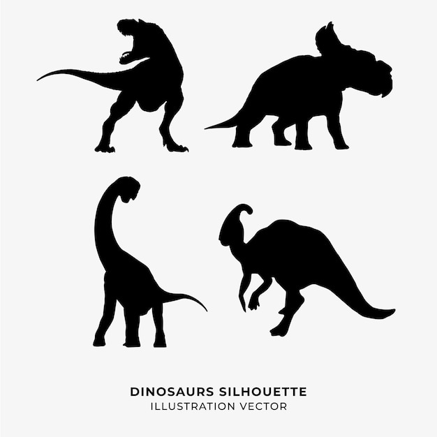 Pack de ilustración de vector de silueta de dinosaurios