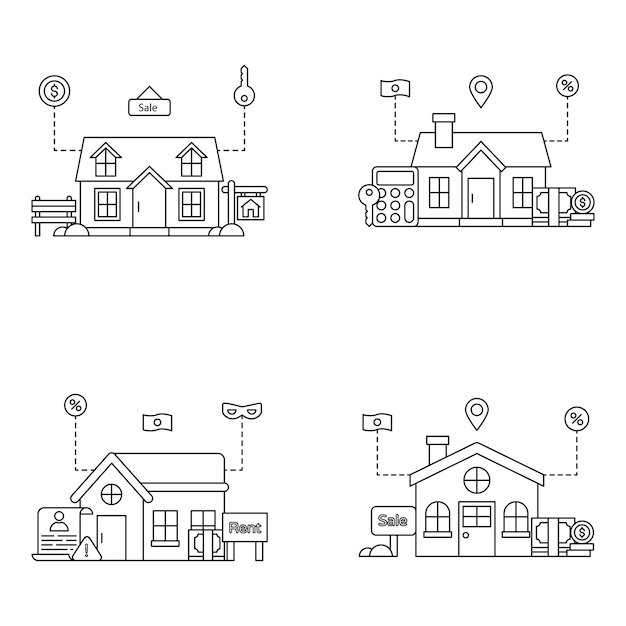 Pack de Ilustraciones Lineales Inmobiliarias