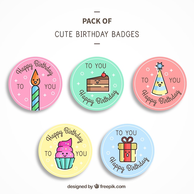 Pack de insignias de cumpleaños lindas