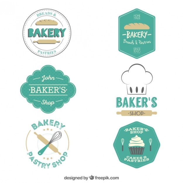 Pack de insignias de panadería en un estilo retro