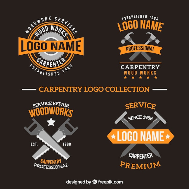 Vector pack de logos de carpintería