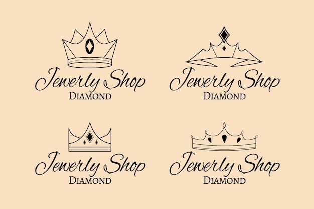 Vector pack de logos de joyas dibujados a mano