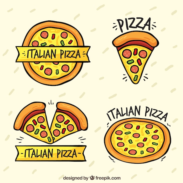 Pack de logos de pizza dibujados a mano