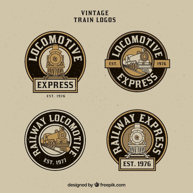 Vector pack de logos redondos antiguos de tren