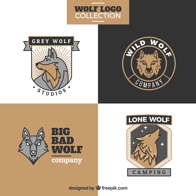 Vector pack de logos vintage de lobos