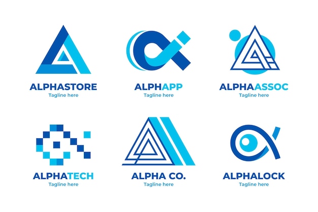 Pack de logotipos alfa de diseño plano