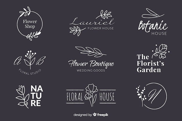 Vector pack de logotipos de floristería para bodas