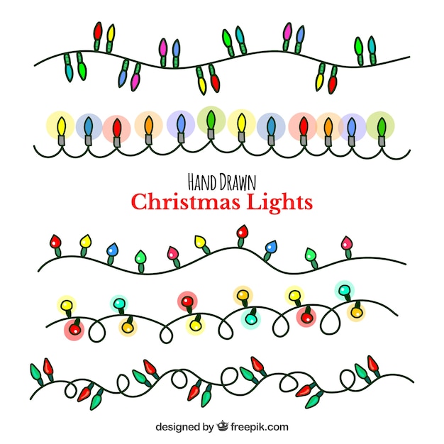 Pack de luces de navidad dibujadas a mano 