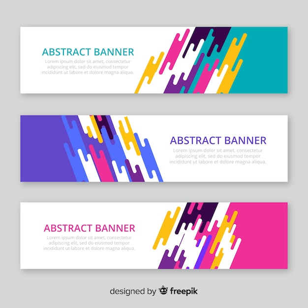 Pack moderno de banners abstractos con diseño plano