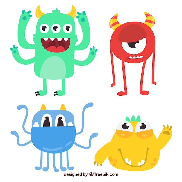 Vector pack de monstruos graciosos