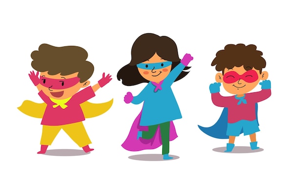 Pack de niños vestidos como superheroes
