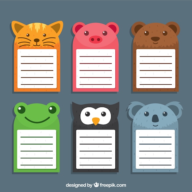 Vector pack de notas animales