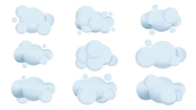 Pack de nubes azules 3d