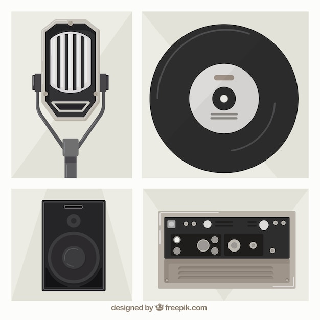 Vector pack de objetos musicales de estudio