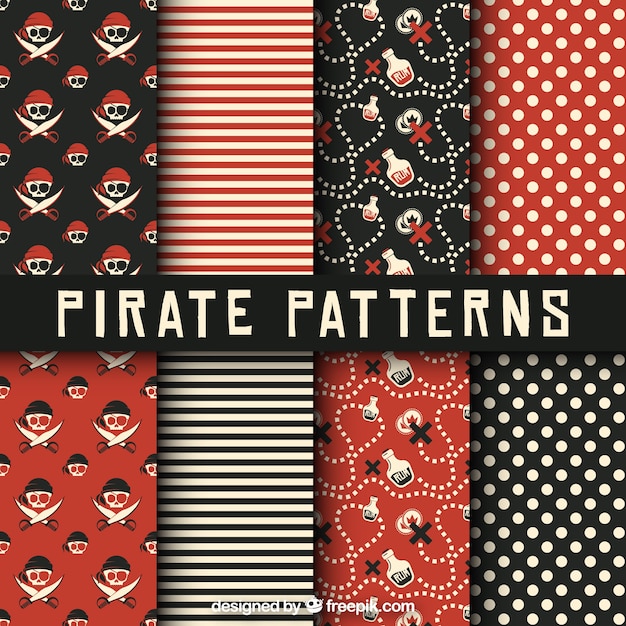 Pack de patrones piratas rojos y negros