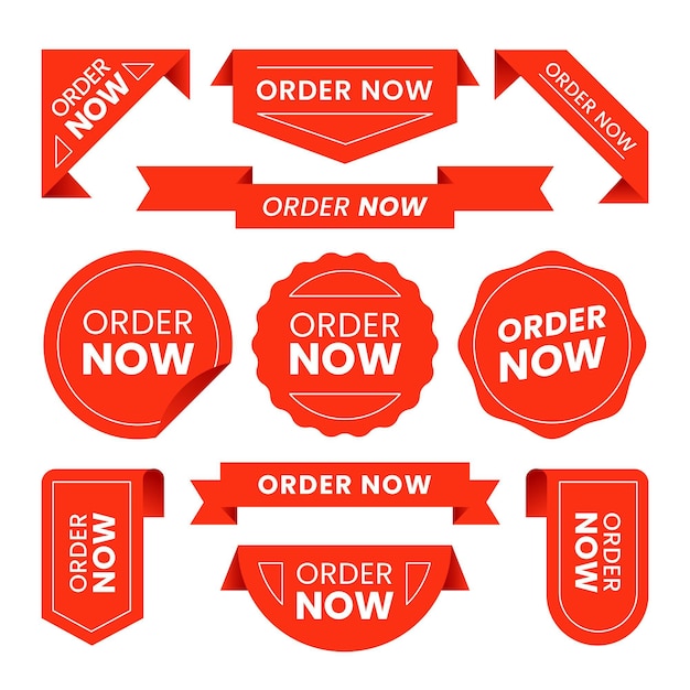 Pack de pedir ahora pegatinas rojas