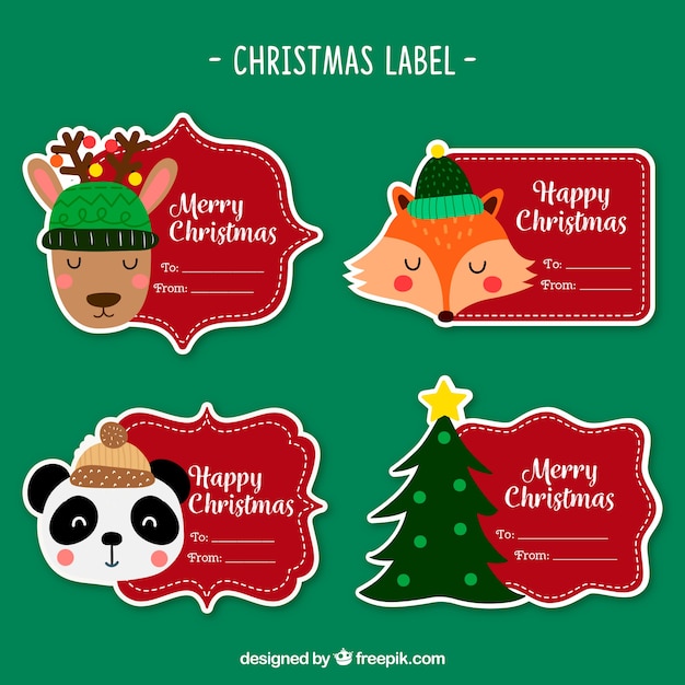 Vector pack de pegatinas navideñas vintage