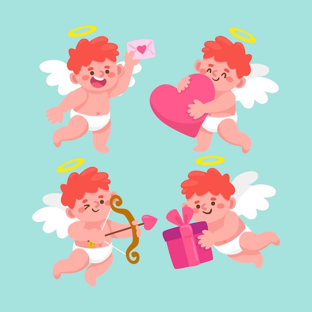 Vector pack de personaje cupido ilustrado