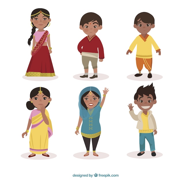 Vector pack de personajes indios