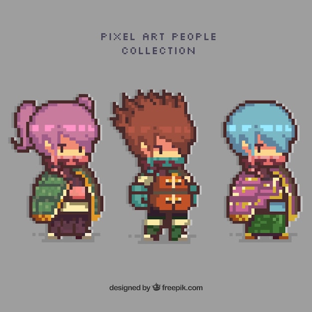 Pack de personajes de videojuegos en estilo pixel art