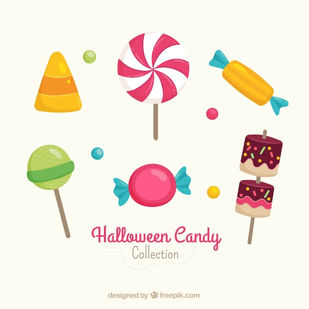 Vector pack de piruletas y caramelos de fiesta de halloween