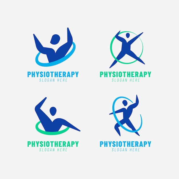 Vector pack de plantillas de logotipos de fisioterapia plana