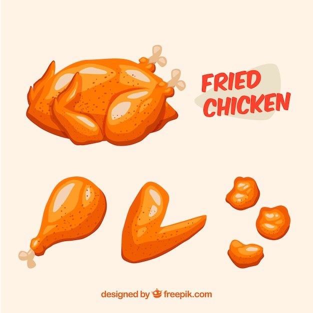 Vector pack de pollo frito delicioso