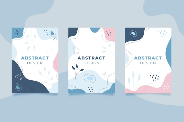 Vector pack de portadas de formas abstractas dibujadas a mano