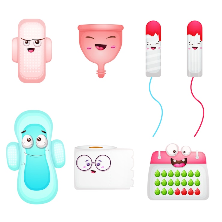 Vector pack de productos de higiene femenina