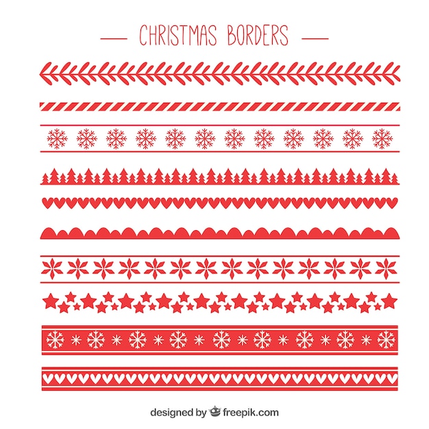 Vector pack rojo de bordes de navidad