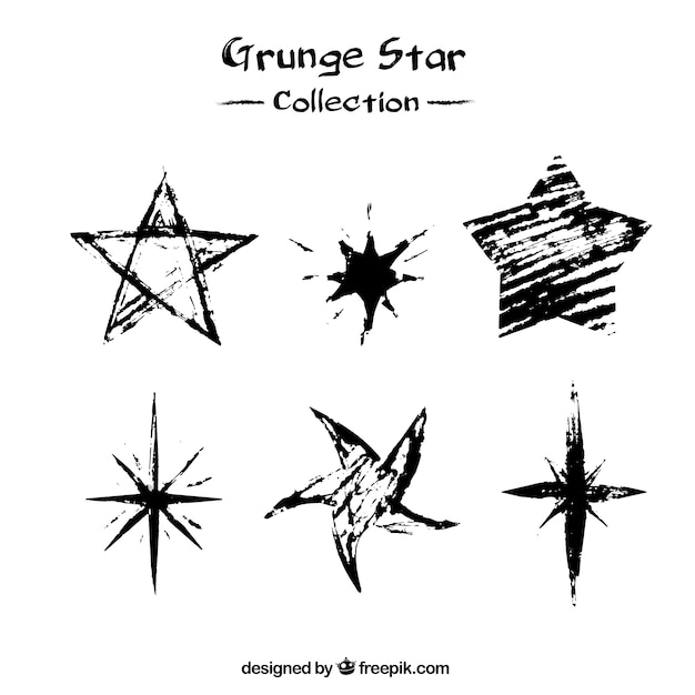 Vector pack de seis estrellas grunge