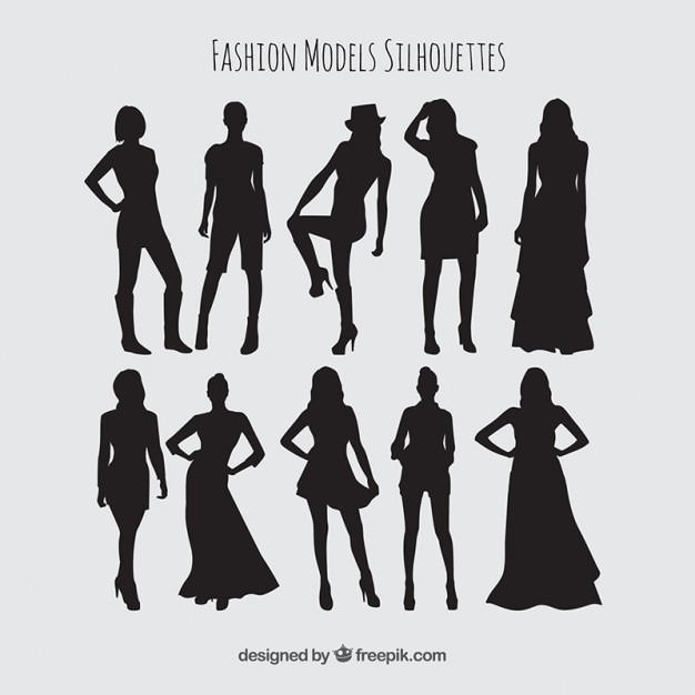 Vector pack de siluetas de modelos estilosas