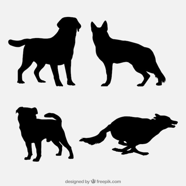 Vector pack de siluetas de perros