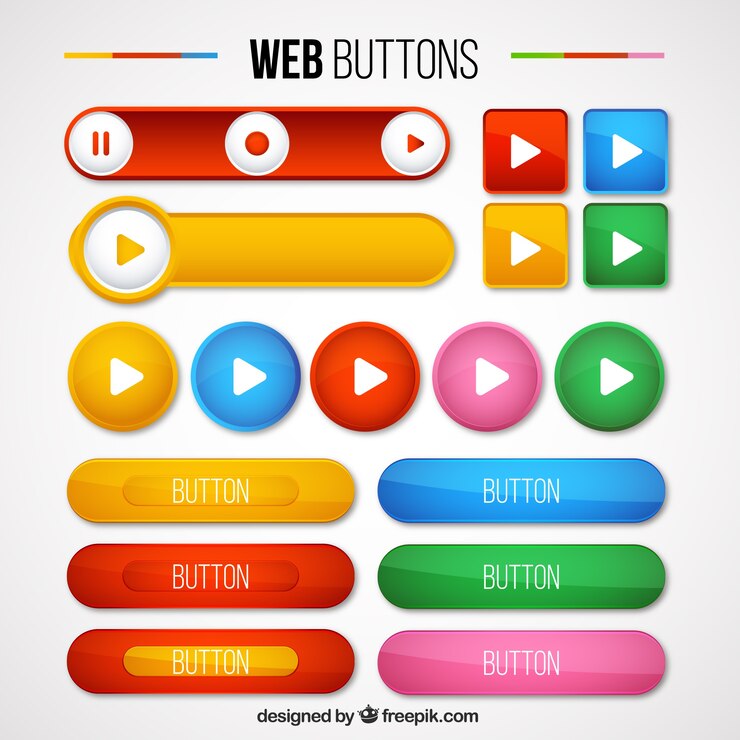 Vector pack de tipos de botones web de colores