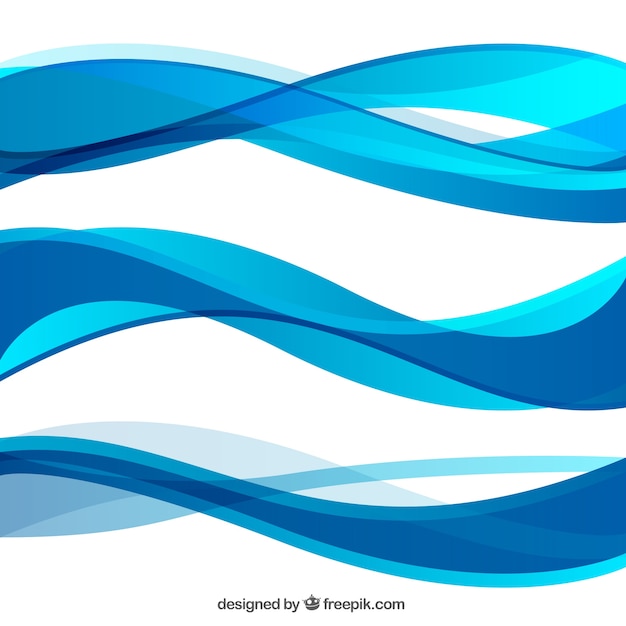 Vector pack de tres ondas decorativas en tonos azules