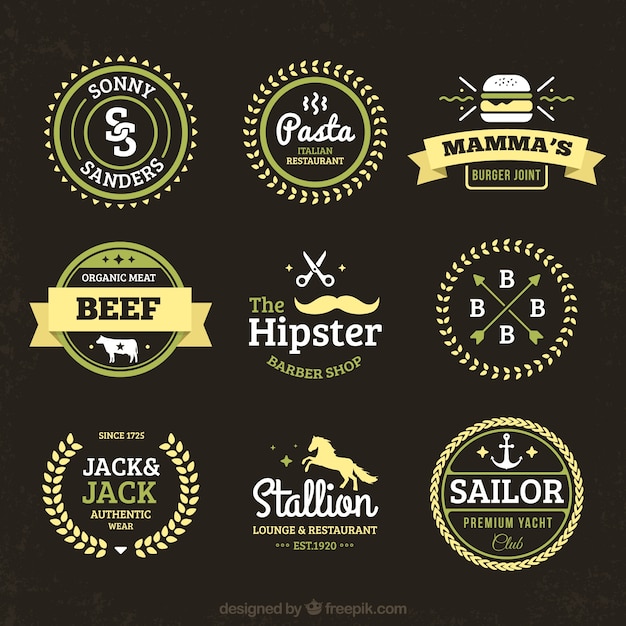 Pack de variedad de insignias en estilo vintage