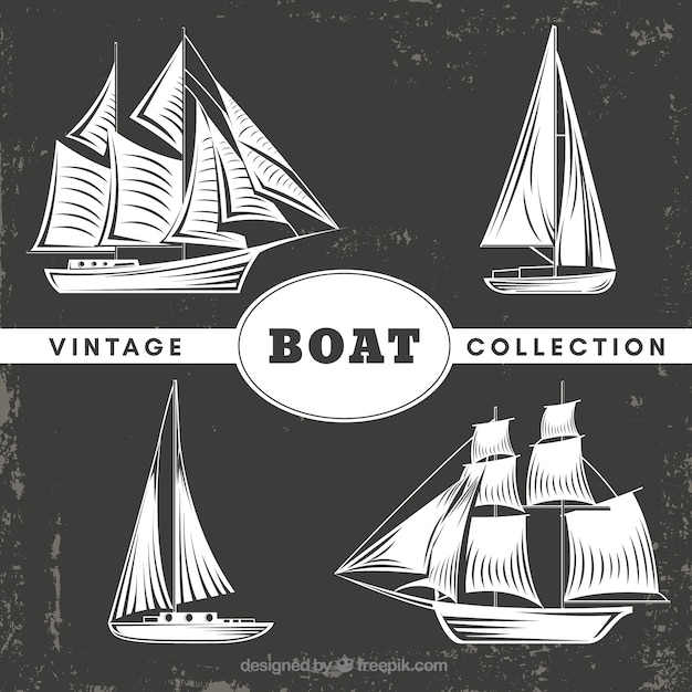 Vector pack vintage de barcos decorativos