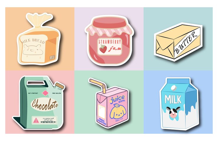 Packaged food set sticker Art Illustration