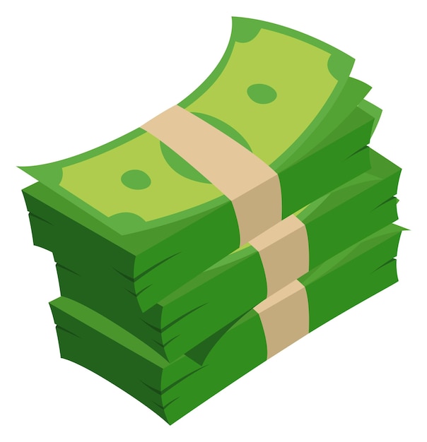 Packs de dinero icono de dibujos animados Símbolo de riqueza pila de dinero