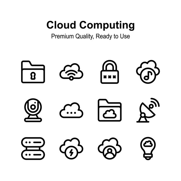 Pacto de íconos de computación en la nube listos para usar vectores