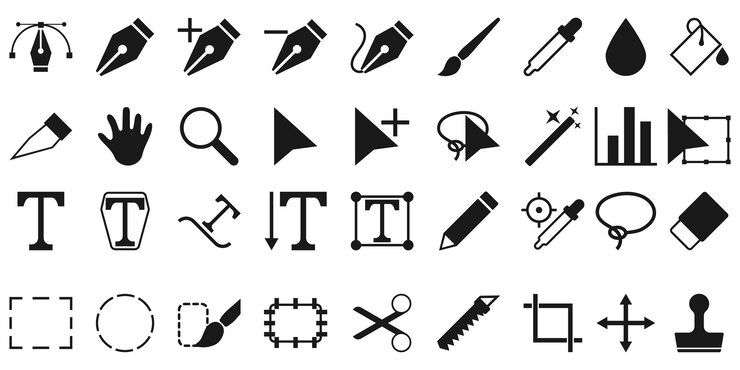 Pacto de iconos de herramientas de diseño gráfico vectorial