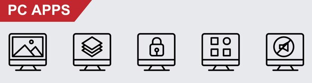 Pacto de iconos vectoriales para aplicaciones de PC