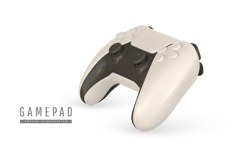 Vector pad de juego 3d realista en estilo de dibujos animados controlador de palo de juego consola de videojuegos concepto de juego vectorial