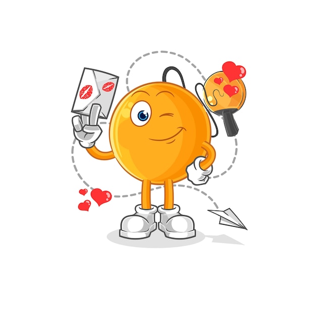 Paddle ball mantenga carta de amor ilustración vector de caracteres