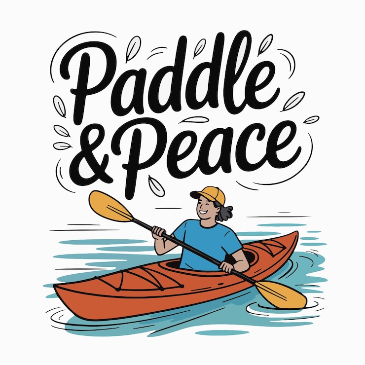 Vector paddle peace kayaking adventure (aventura en kayak de la paz con paletas)