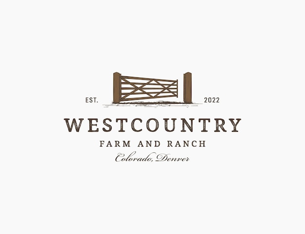 Paddock para diseño de logotipo vintage retro rústico westcountry western country farm ranch