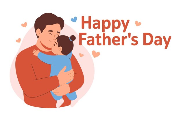 Un padre amoroso sostiene a su hijo en un cálido abrazo celebrando el día del padre con corazones