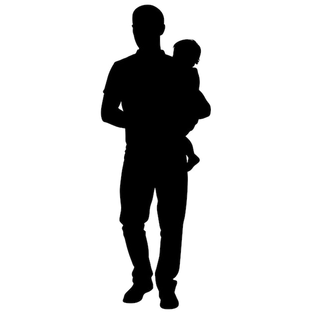 Padre caminando con su bebé en sus brazos silueta vectorial silueta de color negro 7