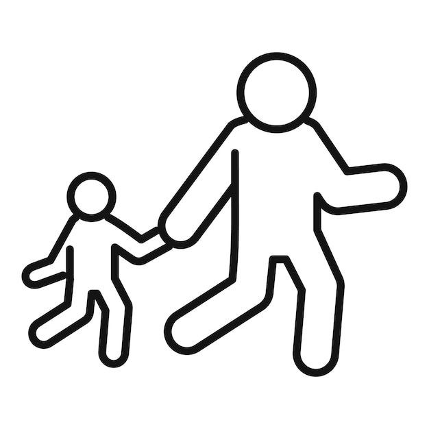 Padre caminando y tomándose de la mano con el hijo ilustración mínima